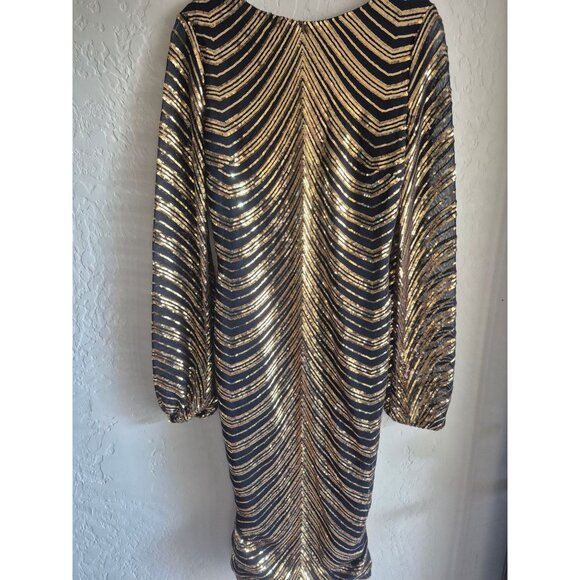 Fashion Nova Moonlight Gold Sequin Midi Dress L - Picture 5 of 5